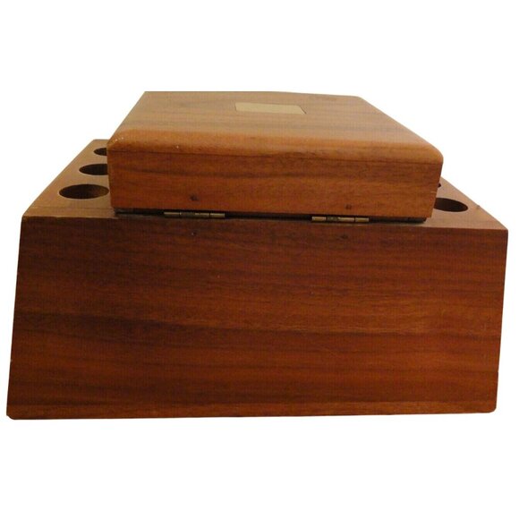 Decatur Mid Century Modern Walnut Wood 6 Pipe Holder Humidor Storage Vintage - Picture 7 of 8